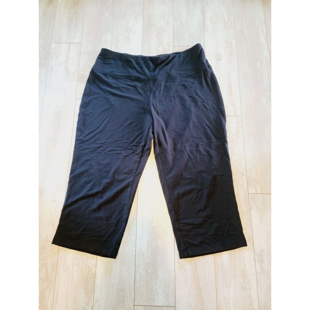 Falls Creek L Black Pull-Up Stretch Capri‎ Pants Workput Athletic Large